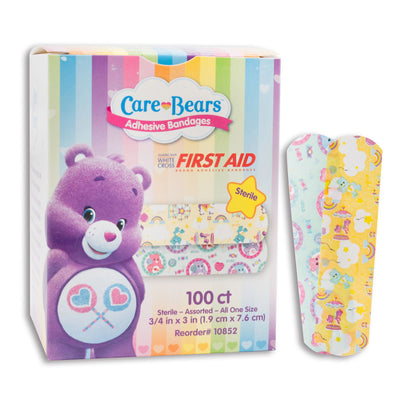 American® White Cross Stat Strip® Kid Design (Care Bears) Adhesive Strip, 3/4 x 3 Inch, 1 Box of 100 (General Wound Care) - Img 1