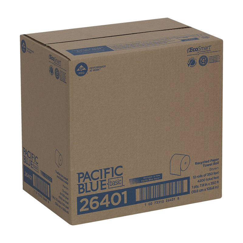 Pacific Blue Basic™ Brown Paper Towel, 7-7/8 Inch x 350 Foot, 12 Rolls per Case, 1 Pack (Paper Towels) - Img 3