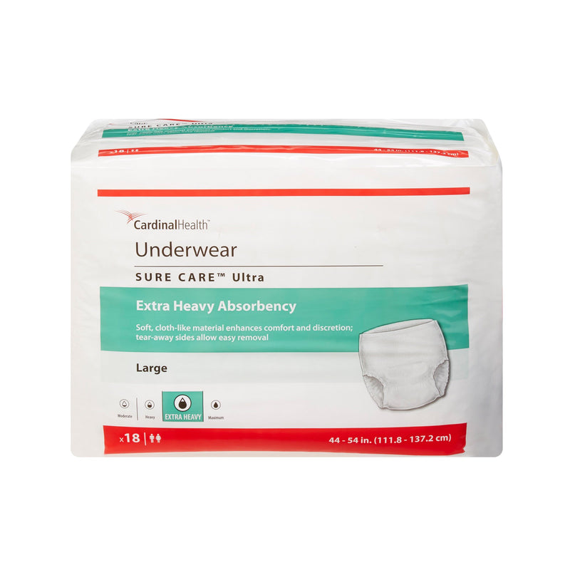 Sure Care™ Ultra Extra Heavy Absorbent Underwear, Large, 1 Case of 72 () - Img 1