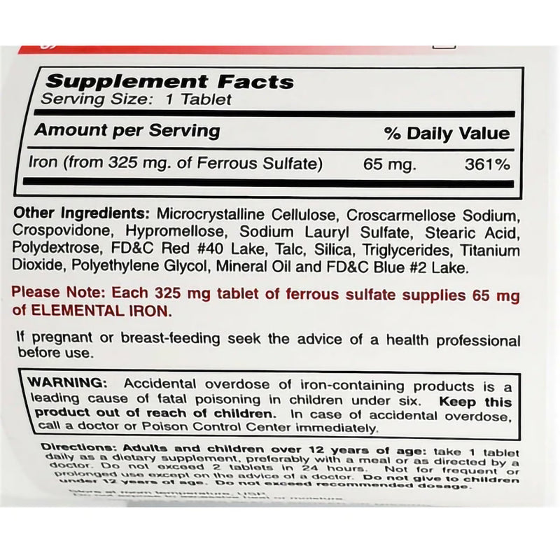 FERROUS SULFATE, TAB 325MG (1000/BX) (Over the Counter) - Img 2