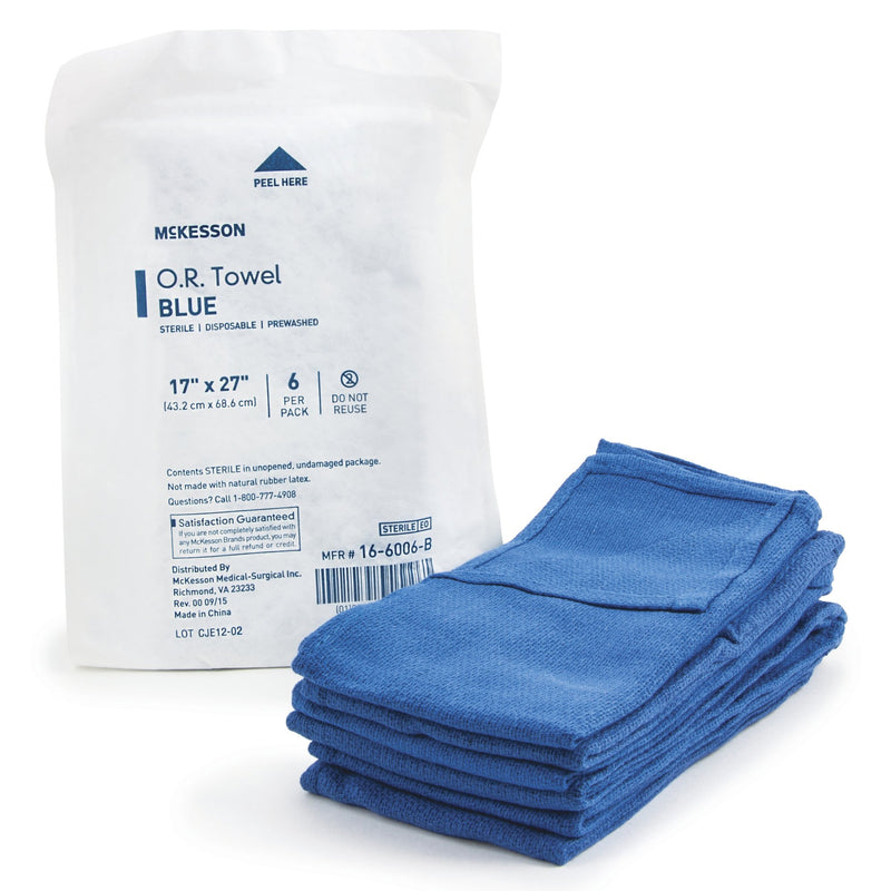 McKesson Blue Sterile O.R. Towel, 17 x 27 Inch, 1 Case of 12 (Procedure Towels) - Img 1
