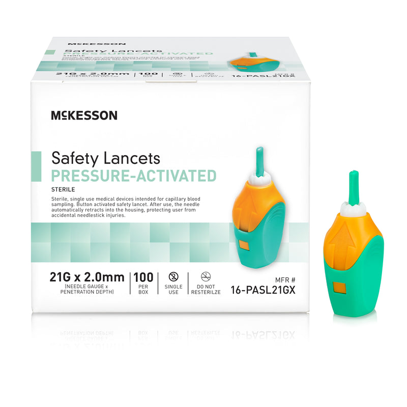 McKesson Pressure Activated Safety Lancets, 21 Gauge, Green, 1 Case of 2000 (Diabetes Monitoring) - Img 2