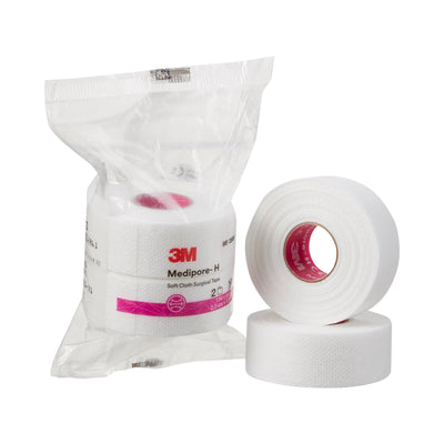 3M™ Medipore™ H Cloth Medical Tape, 1 Inch x 10 Yard, White, 1 Case of 24 (General Wound Care) - Img 1