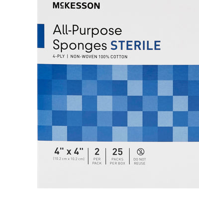 McKesson Sterile Nonwoven Sponge, 4 x 4 Inch, 1 Box of 25 (General Wound Care) - Img 2