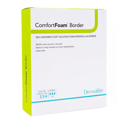 ComfortFoam™ Border Silicone Adhesive with Border Silicone Foam Dressing, 6 x 8 Inch, 1 Box of 5 (Advanced Wound Care) - Img 1