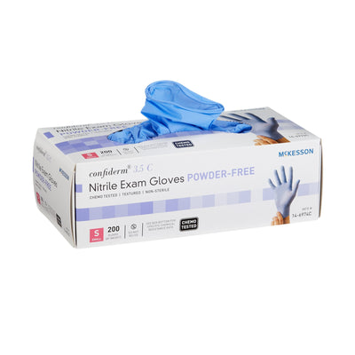 McKesson Confiderm® 3.5C Nitrile Exam Glove, Small, Blue, 1 Box of 200 () - Img 1