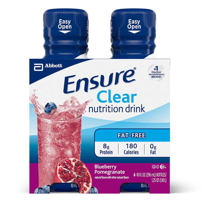 Ensure® Clear Blueberry Pomegranate Oral Protein Supplement, 10 oz. Bottle, 1 Pack of 4 (Nutritionals) - Img 1