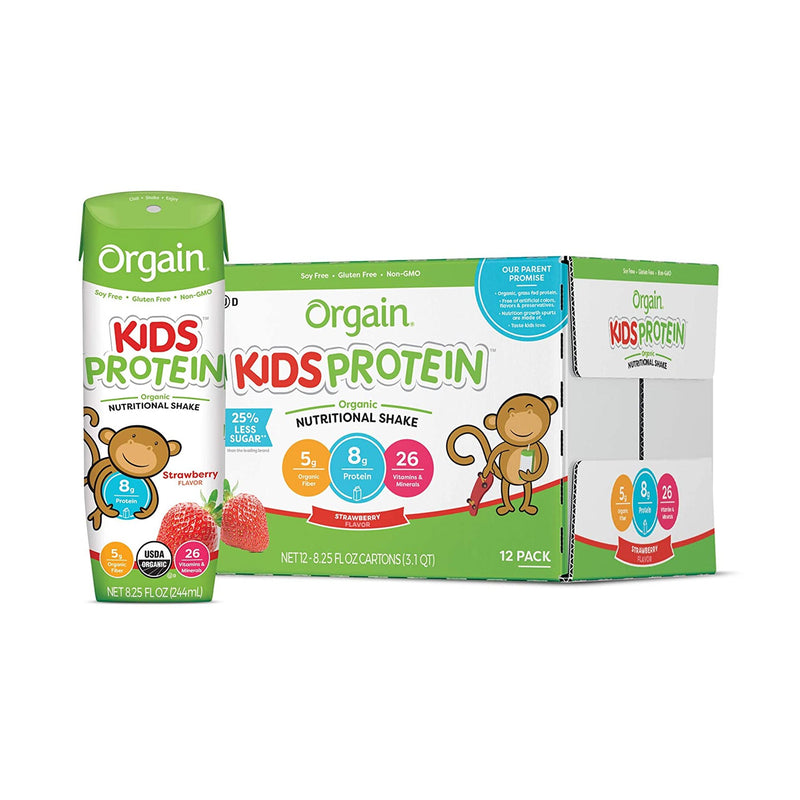 Orgain® Kids® Protein Organic Strawberry Pediatric Oral Supplement, 8.25 oz. Carton, 1 Each () - Img 1