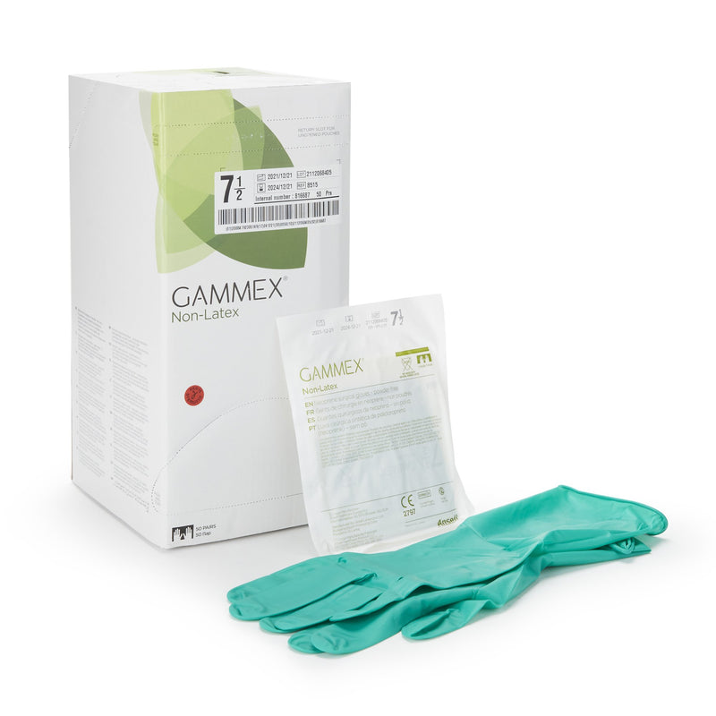 Gammex® Non-Latex Polyisoprene Surgical Glove, Size 7.5, Green, 1 Case of 200 () - Img 1