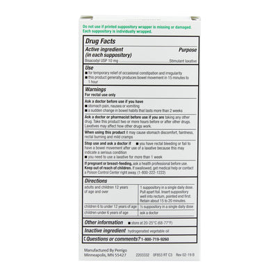 Perrigo® Bisacodyl Suppository Laxative, 1 Box of 12 (Over the Counter) - Img 4