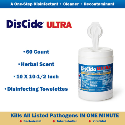 DisCide® Ultra Disinfecting Towelettes, 60 count, 1 Canister of 60 (Cleaners and Disinfectants) - Img 5