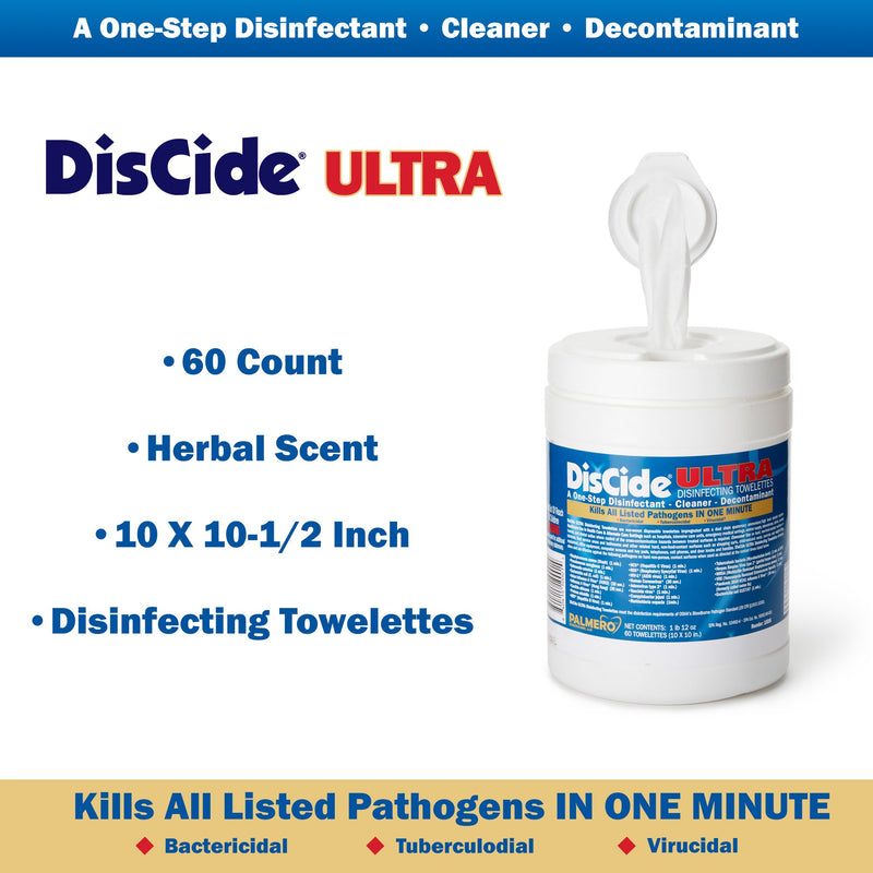 DisCide® Ultra Disinfecting Towelettes, 60 count, 1 Canister of 60 (Cleaners and Disinfectants) - Img 5