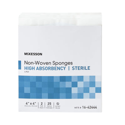 McKesson Sterile Nonwoven Sponge, 4 x 4 Inch, 1 Box of 25 (General Wound Care) - Img 2