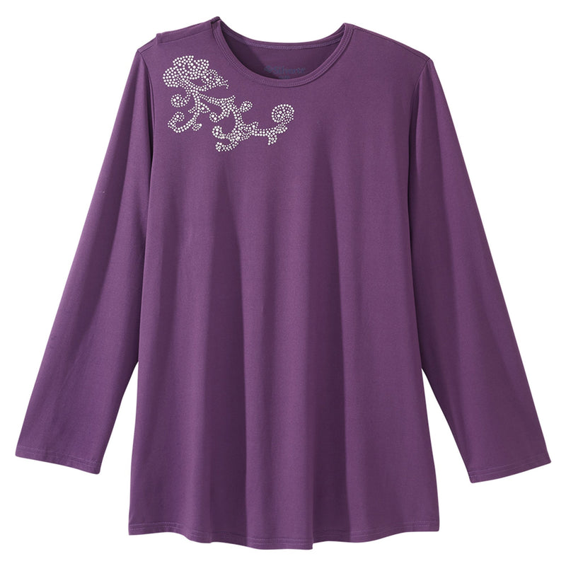 TOP, EMBELLISHED WMNS OPEN BACK EGGPLANT LG (Shirts and Scrubs) - Img 1