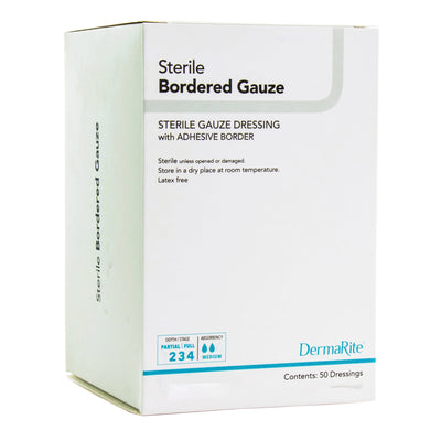 DermaRite® Bordered Gauze White Adhesive Dressing, 2 x 2 Inch, 1 Box of 50 () - Img 2