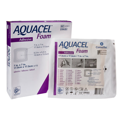 Aquacel® Silicone Adhesive with Border Silicone Foam Dressing, 7 x 7 Inch, 1 Box of 10 (Advanced Wound Care) - Img 1