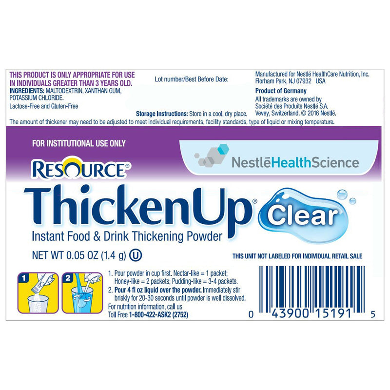 Resource® ThickenUp® Clear Food and Beverage Thickener, 0.05-ounce Packet, 1 Case of 288 (Nutritionals) - Img 2