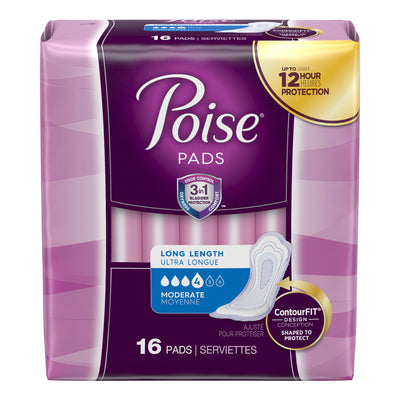 Poise Bladder Control Pads, Adult Women, Moderate Absorbency, Disposable, 12.4" Length, 1 Case of 96 () - Img 5