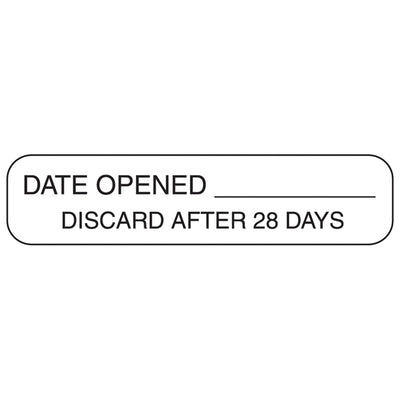 Date Opened Discard After 28 Days Labels, 3/8 x 1-5/8 Inch, 1 Pack (Labels) - Img 1