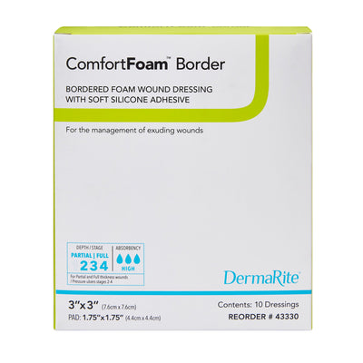 ComfortFoam™ Border Silicone Adhesive with Border Silicone Foam Dressing, 3 x 3 Inch, 1 Box of 10 (Advanced Wound Care) - Img 2