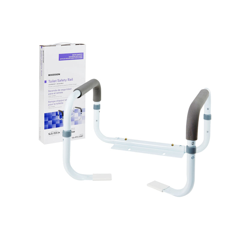 McKesson Toilet Safety Rail, White Steel, Width-Adjustable, 1 Case of 2 (Safety and Grab Bars) - Img 1