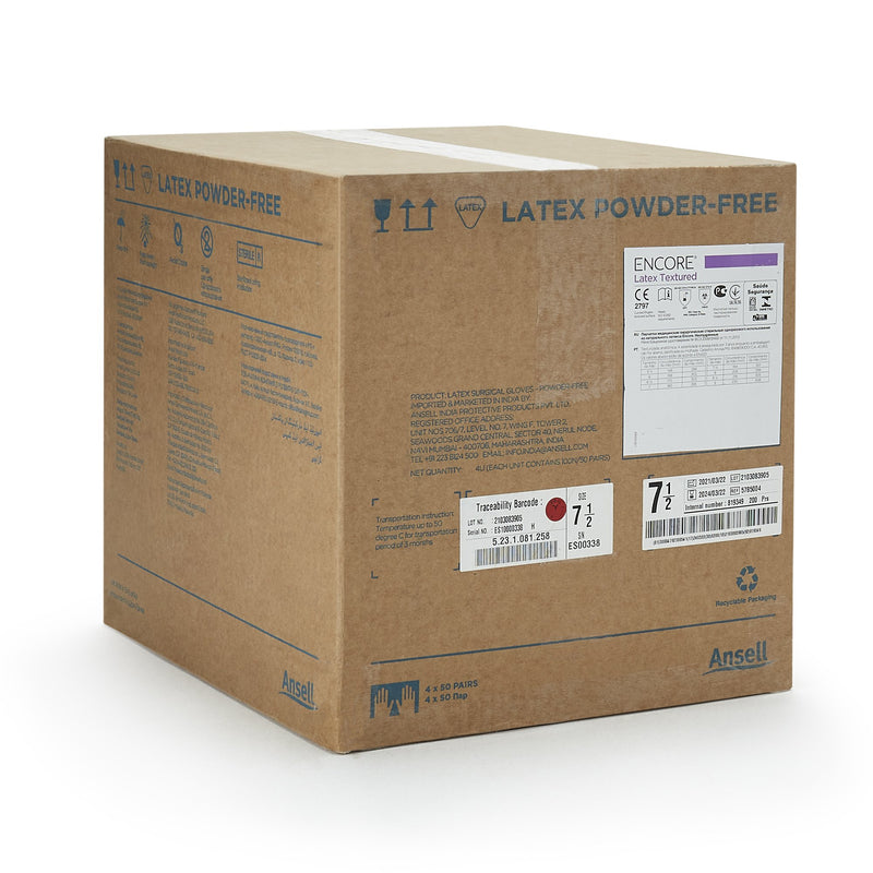 Encore® Latex Textured Surgical Glove, Size 7.5, Ivory, 1 Box of 50 () - Img 5