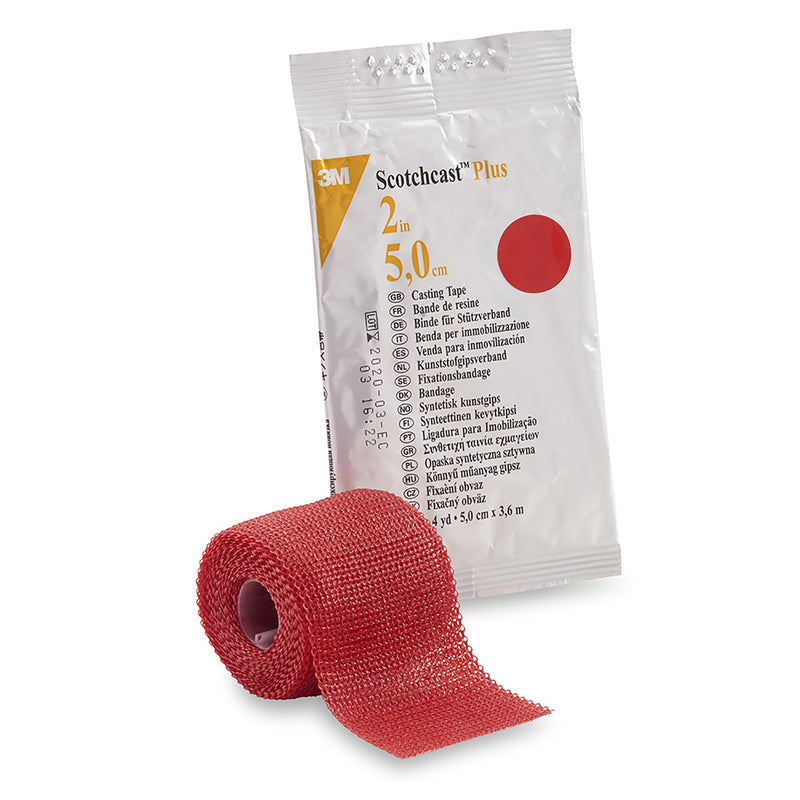 3M™ Scotchcast™ Plus Red Cast Tape, 2 Inch x 4 Yard, 1 Box of 10 (Casting) - Img 1