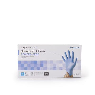 McKesson Confiderm® 3.5C Nitrile Exam Glove, Large, Blue, 1 Box of 200 () - Img 2