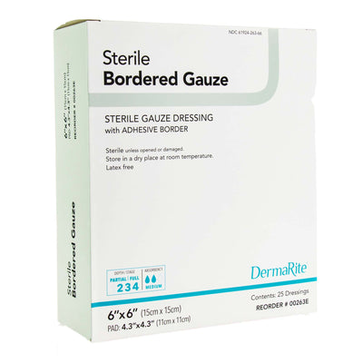 DermaRite® Bordered Gauze Adhesive Dressing, 6 x 6 Inch, 1 Each () - Img 2