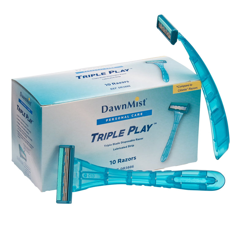 DawnMist Triple Play Facial Razor, Disposable, 1 Box of 10 (Hair Removal) - Img 1