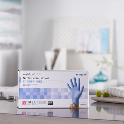 McKesson Confiderm® 3.5C Nitrile Exam Glove, Small, Blue, 1 Box of 200 () - Img 10