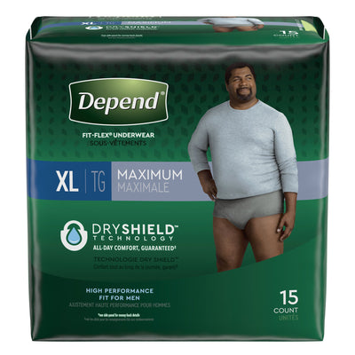 Depend FIT-FLEX Absorbent Underwear for Men, 44" to 64" Waist, X-Large, 1 Pack of 15 () - Img 1