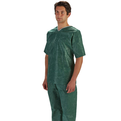 SHIRT, SCRUB NONWOVEN V-NECK NO PCKT DRK GRN SM (30/CS) (Shirts and Scrubs) - Img 2