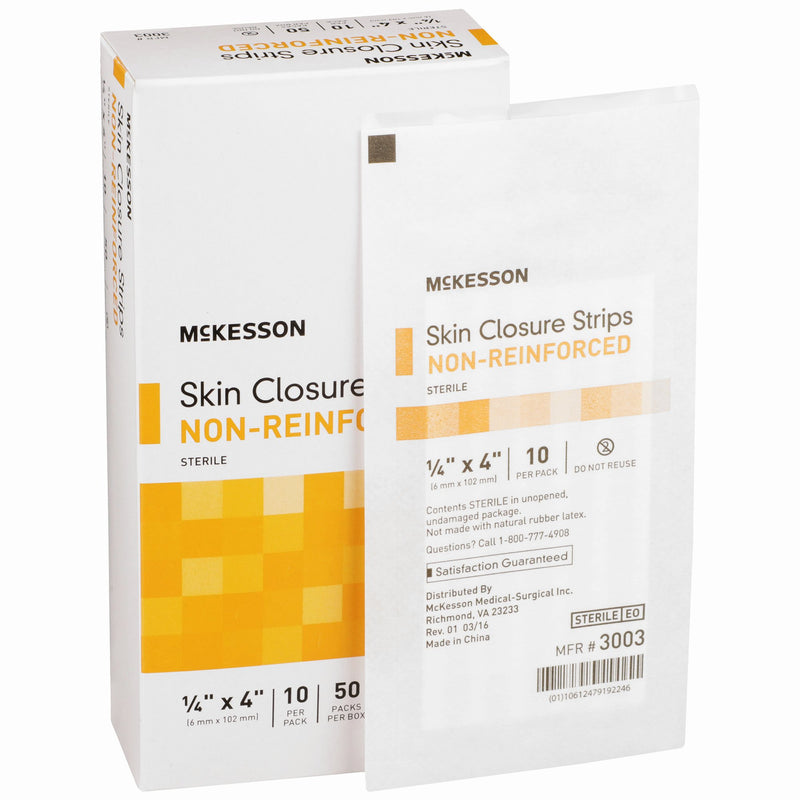 McKesson Non-Reinforced Skin Closure Strip, 1/4 x 4 in., 1 Box of 50 (Skin Closure Strips) - Img 1