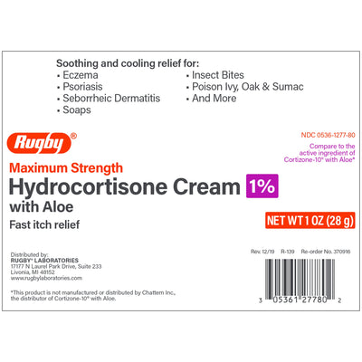 Rugby Hydrocortisone Itch Relief Cream, 1-ounce Tube, 1 Each (Over the Counter) - Img 1