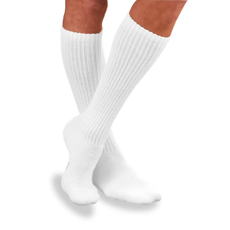 JOBST SensiFoot Diabetic Compression Socks, Knee High, White, Closed Toe, Medium, 1 Pair (Compression Garments) - Img 1