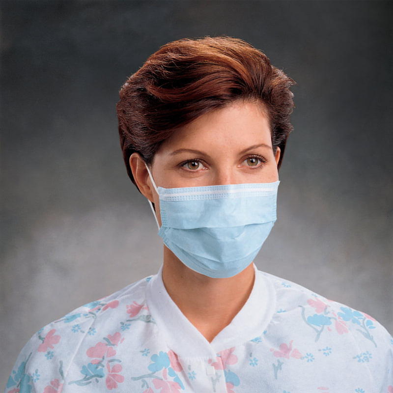 Halyard Procedure Mask, Pleated, One Size Fits Most, Tissue Blue, Non-sterile, 1 Case of 500 (Masks) - Img 3