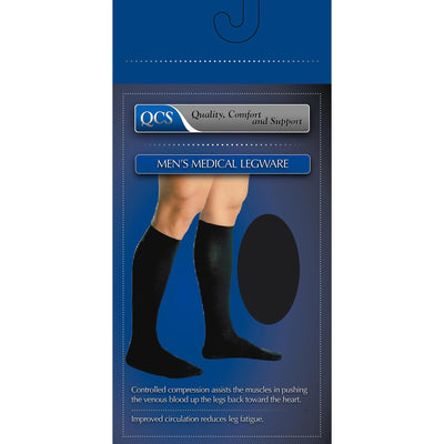 QCS Firm Compression Knee-High Socks, Large, Black, 1 Pair of 2 (Compression Garments) - Img 1