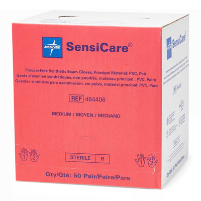 SensiCare® Stretch Vinyl Standard Cuff Length Exam Glove, Medium, Beige, 1 Box of 50 () - Img 5