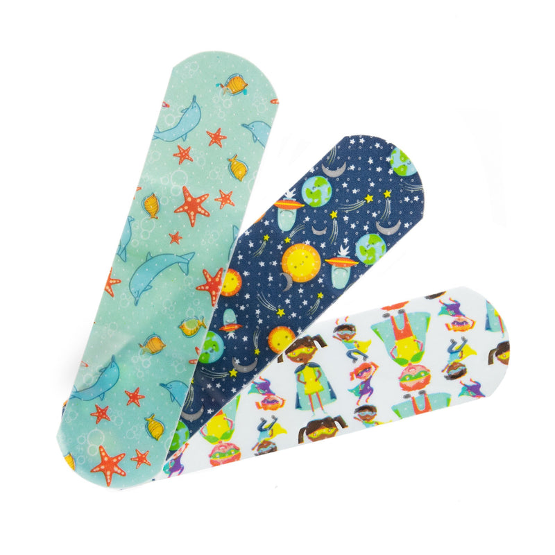 McKesson Kids™ Kid Design (Assorted Prints) Adhesive Strip, 3/4 x 3 Inch, 1 Box of 100 (General Wound Care) - Img 2