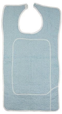 Beck's Classic Adult Bib with Barrier, White and Blue Terry, 18 x 36 in., 1 Dozen (Bibs) - Img 1