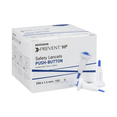 McKesson Prevent® Safety Lancet, 25 Gauge, 1 Box of 100 (Diabetes Monitoring) - Img 1