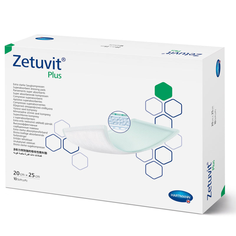 Zetuvit® Plus Silicone Super Absorbent Dressing, 8 x 10 Inch, 1 Box of 10 (Advanced Wound Care) - Img 1