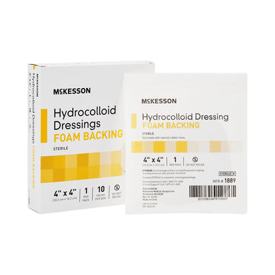 McKesson Hydrocolloid Dressing with Foam Backing, 4 x 4 Inch, 1 Box of 10 (Advanced Wound Care) - Img 1