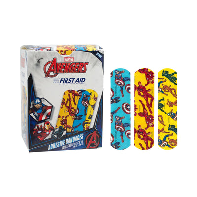 American® White Cross Stat Strip® Kid Design (Captain America / Iron Man) Adhesive Strip, 3/4 x 3 Inch, 1 Box (General Wound Care) - Img 1