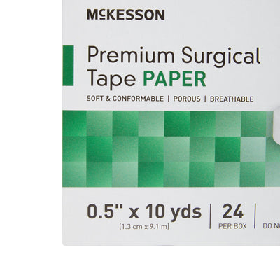 McKesson Paper Medical Tape, 1/2 Inch x 10 Yard, White, 1 Case of 240
