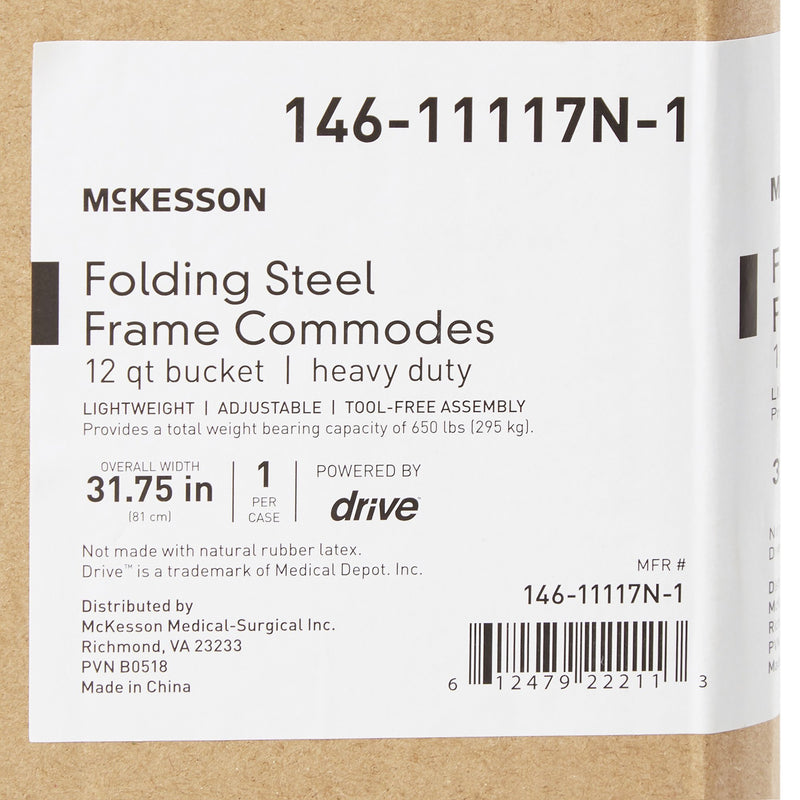 McKesson Fixed Arm Steel Folding Commode Chair, 15½ – 22 Inch, 1 Each (Commode / Shower Chairs) - Img 4