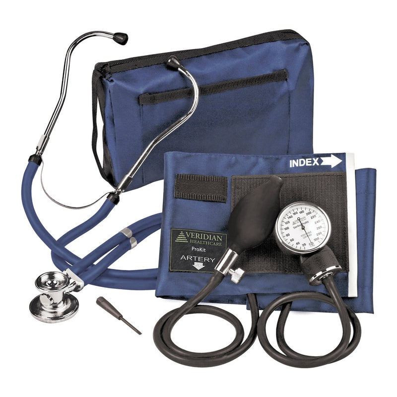 Sterling Series ProKit™ Aneroid Sphygmomanometer with Stethoscope, Navy Blue, 1 Case of 20 (Blood Pressure) - Img 1