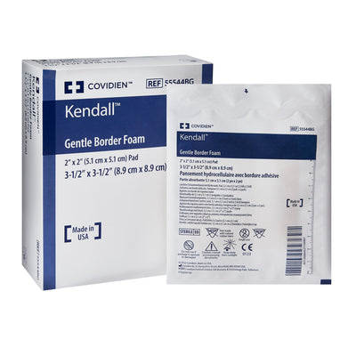 Kendall™ Border Foam Gentle Adhesion Silicone Adhesive with Border Silicone Foam Dressing, 3½ x 3½ Inch, 1 Case of 50 (Advanced Wound Care) - Img 1