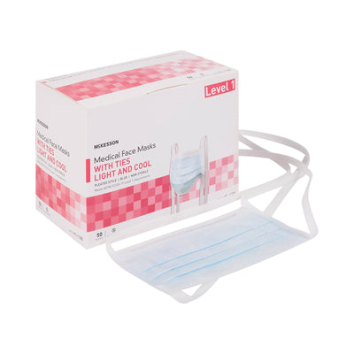 McKesson Classic Style Light & Cool Surgical Mask, Blue, 1 Box of 50 (Masks) - Img 1